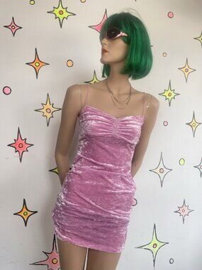 Urban Outfitters~ Pastel Pink Crush Velvet Mini BodyCon Dress~Size XS